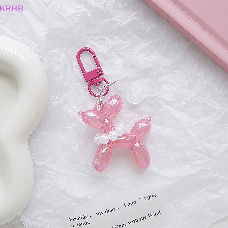 Móc Khóa Hình Cún Và Ngôi Sao Màu Kẹo Ngọc Trai Bằng Acrylic Dễ Thương Mới