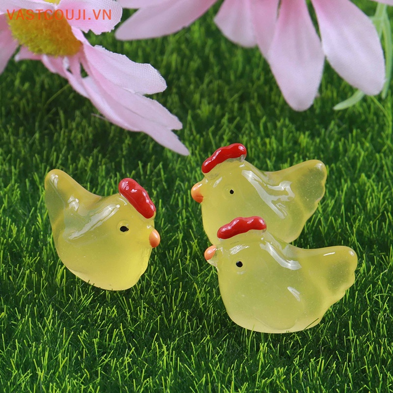 Bộ 5 Phụ Kiện Trang Trí Điện Thoại Hình Gà Bằng Nhựa Resin Màu Dạ Quang DIY