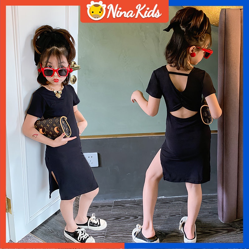 Đầm Hở Lưng Thời Trang Mùa Hè Quyến Rũ Cho Bé Gái 2-7 Tuổi