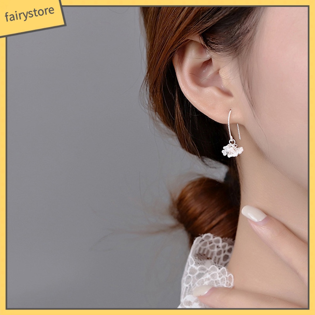 1 Đôi Bông Tai Dáng Dài Đính Đá Ngọc Trai Nhân Tạo Hình Hoa Thanh Lịch