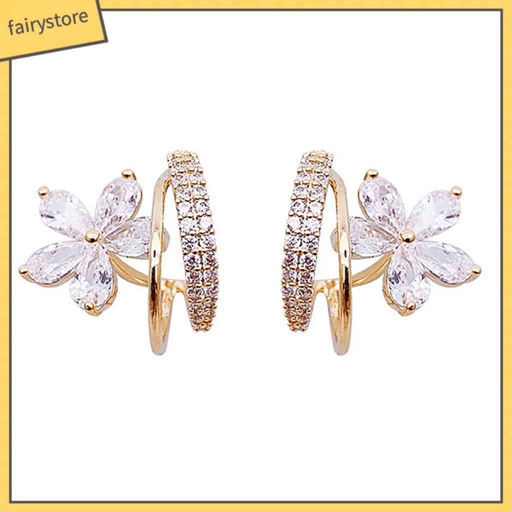 1 Đôi Bông Tai Tròn Đính Đá Lấp Lánh Dành Cho Nữ