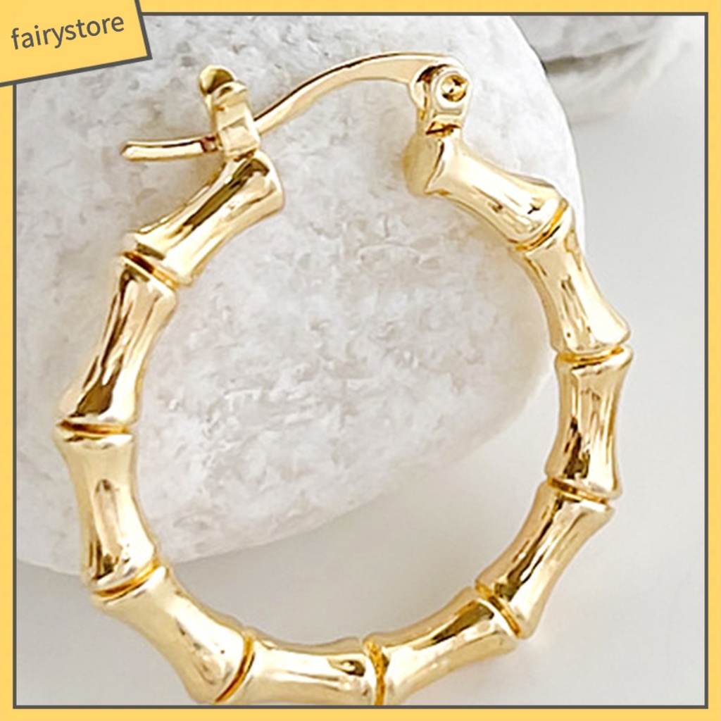 1 Đôi Bông Tai Hình Tròn Bằng Tre Thời Trang Dành Cho Nữ