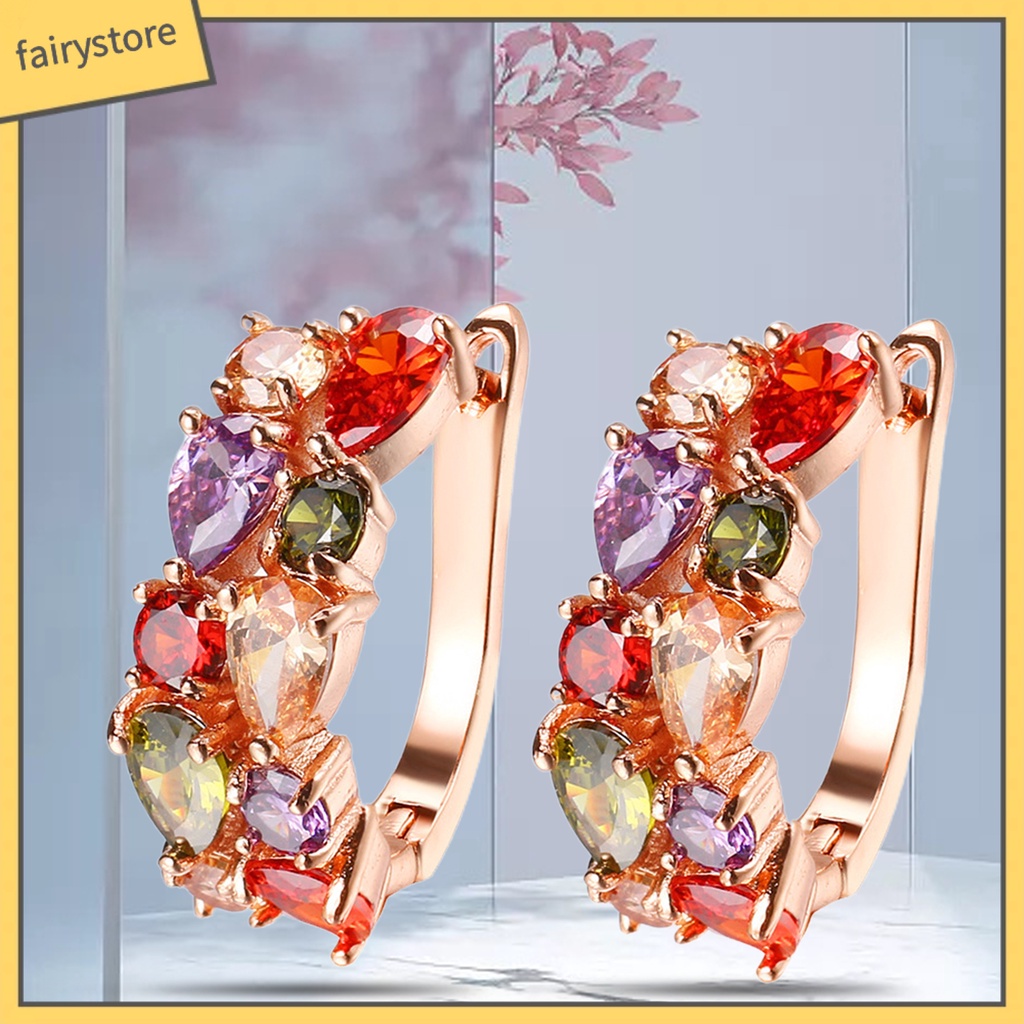 1 Đôi Bông Tai Tròn Đính Đá Zircon Nhiều Màu Thoải Mái Thời Trang Dành Cho Nữ