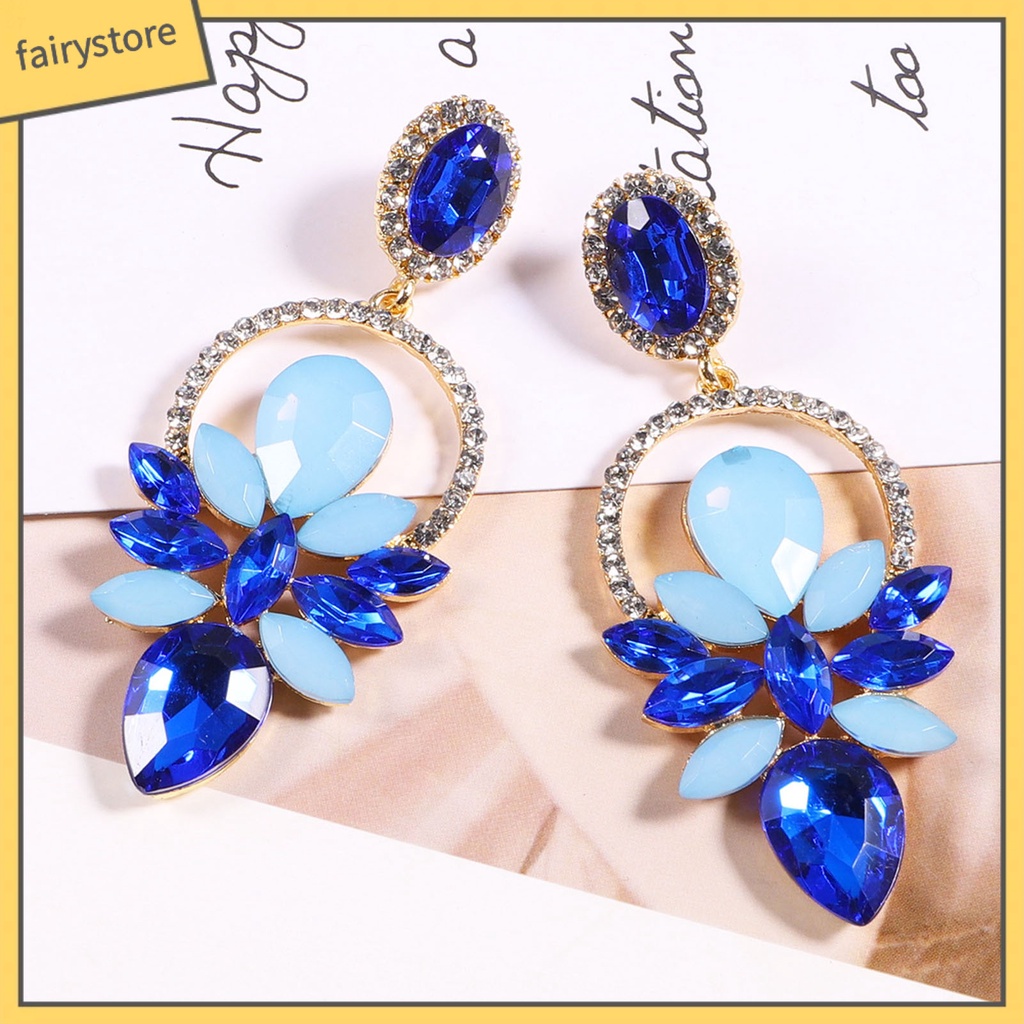 1 Đôi Bông Tai Hình Giọt Nước Đính Đá Lấp Lánh Dành Cho Nữ