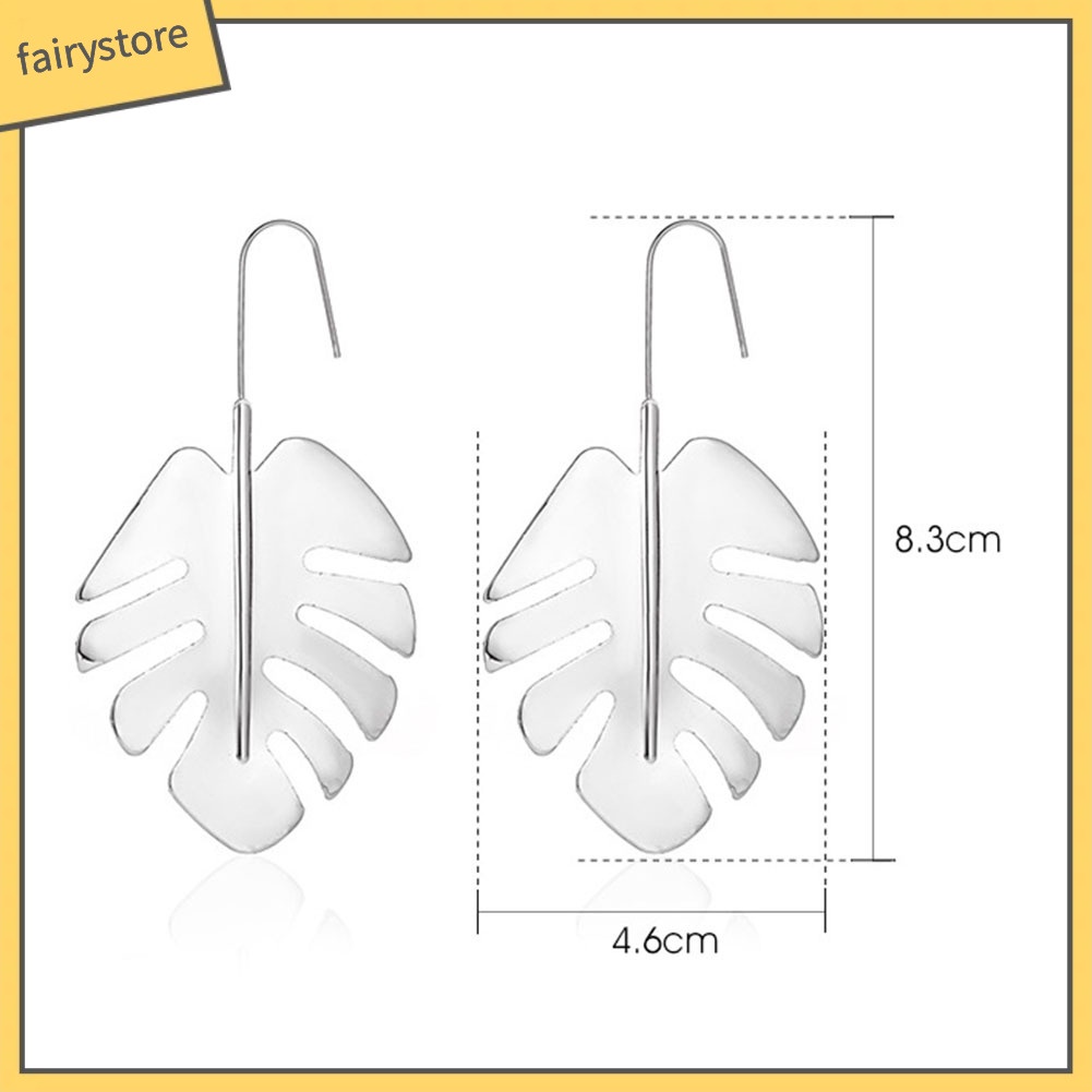 Bông Tai Hình Chiếc Lá Lớn Bằng Hợp Kim Thiết Kế Đục Lỗ Thời Trang Cho Nữ