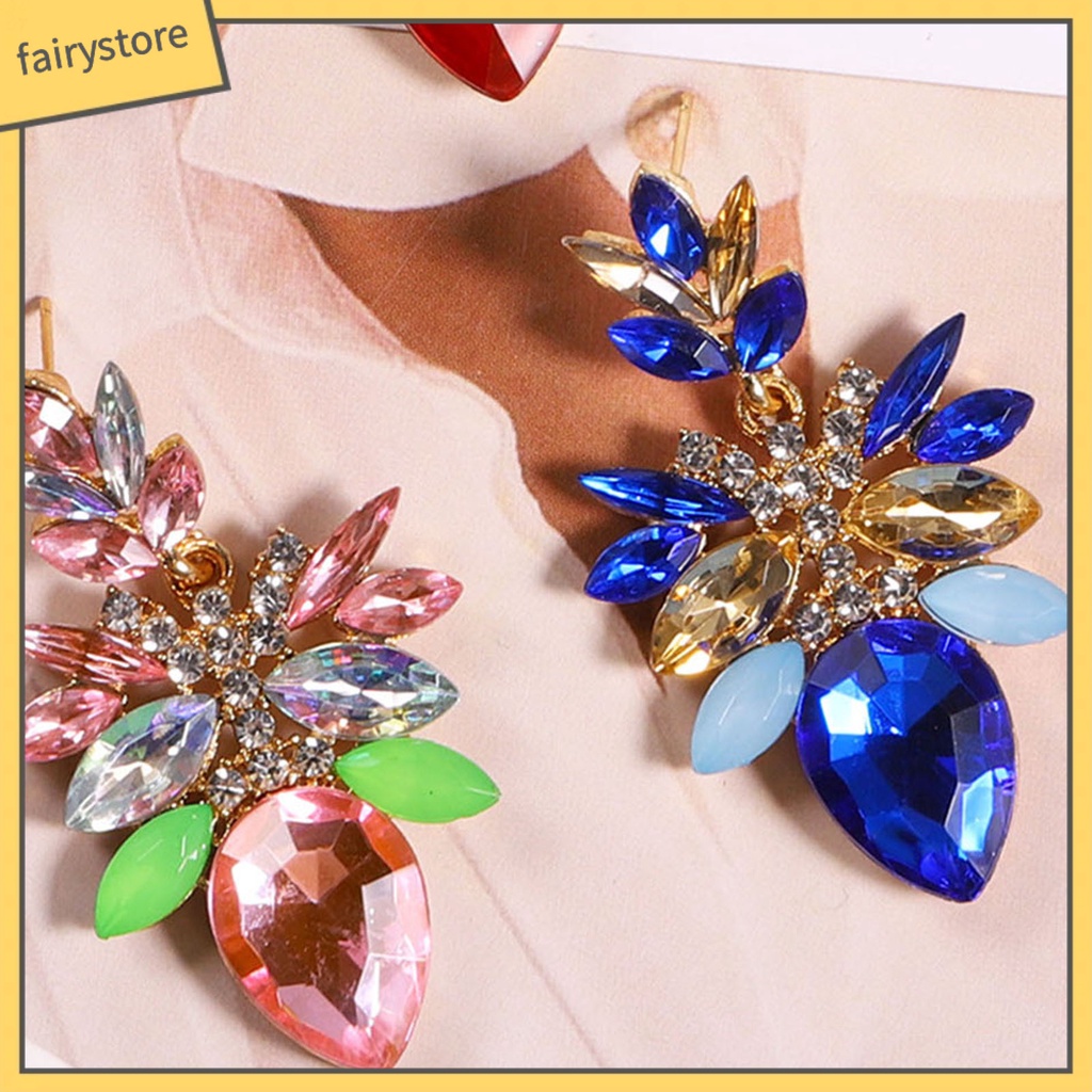 1 Đôi Khuyên Tai Đính Đá Thời Trang Cho Nữ