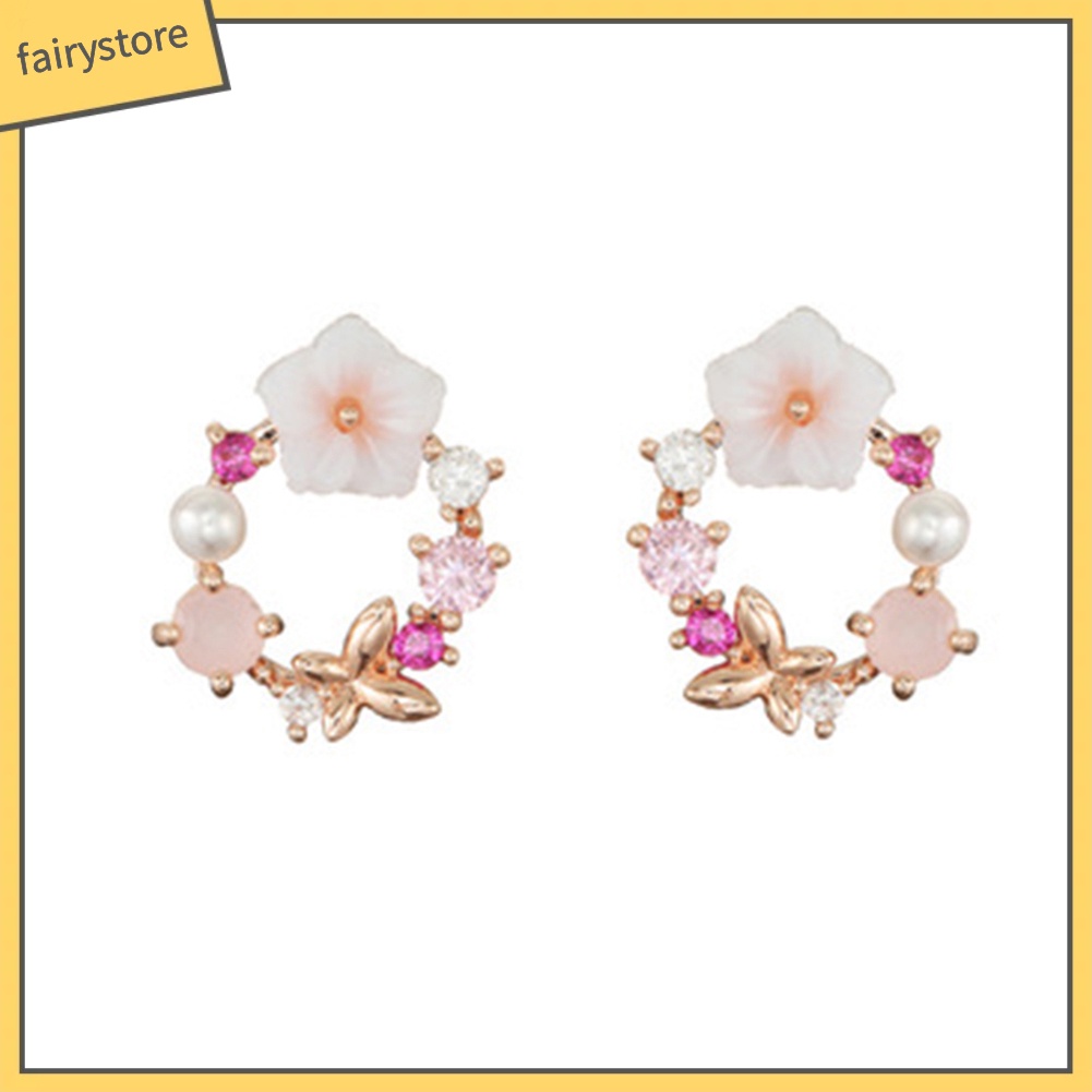 Bông Tai Hình Vòng Hoa Bằng Hợp Kim Nhiều Màu Thời Trang Cho Nữ