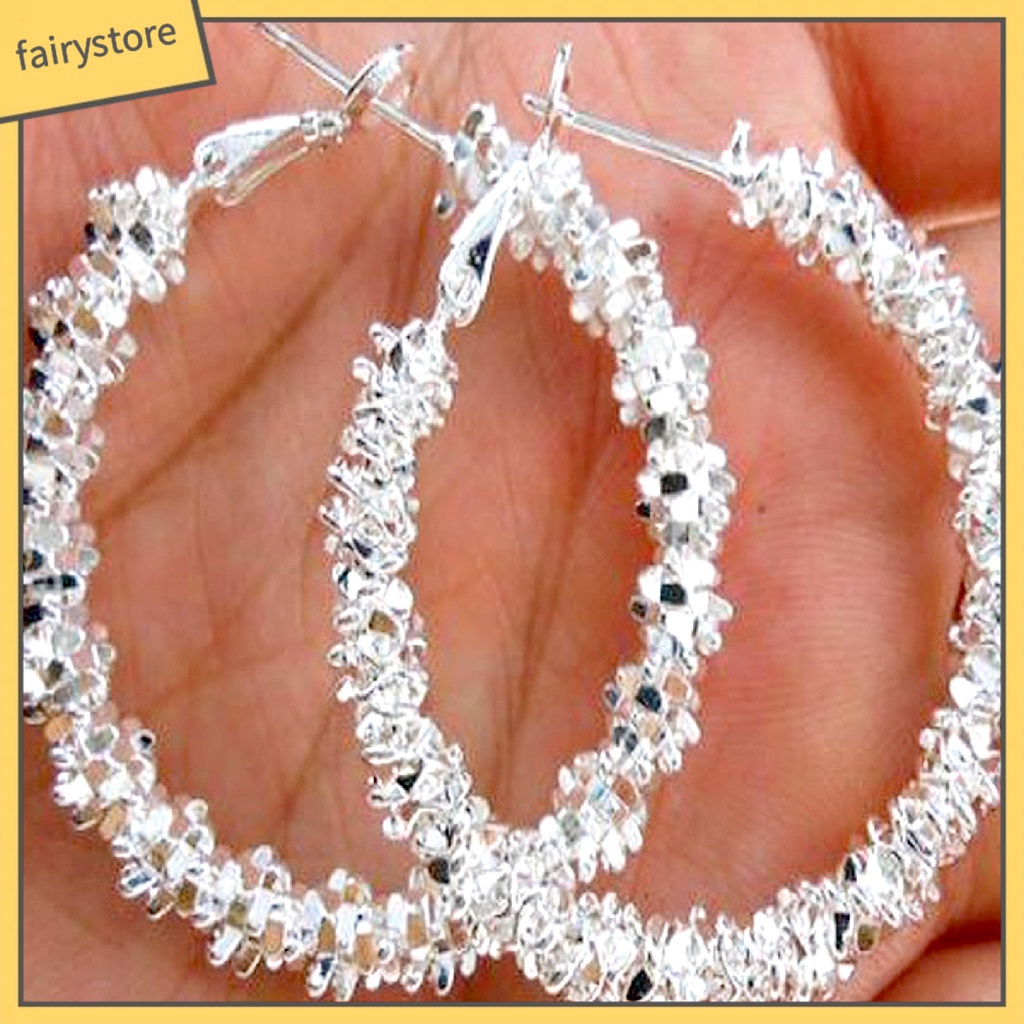 1 Đôi Bông Tai Hình Tròn Thắt Nút Bằng Hợp Kim Nhẹ Thời Trang Dành Cho Nữ