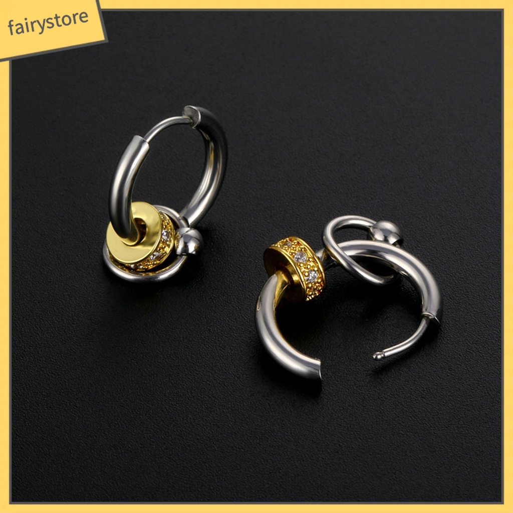 1 Khuyên Tai Thép Titan Nhiều Lớp Phong Cách Hip Hop Đơn Giản Thời Trang Cho Nam