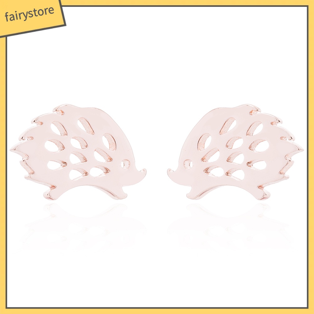 Khuyên Tai Hình Nhím Rỗng Bằng Thép Không Gỉ Đơn Giản Cho Nữ