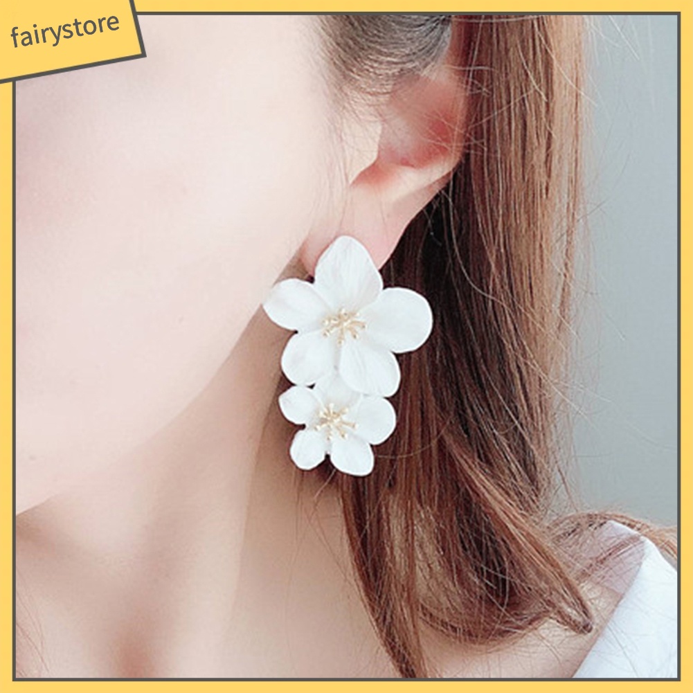 Khuyên Tai Dáng Dài Hình Bông Hoa Màu Sắc Ngọt Ngào Cho Nữ
