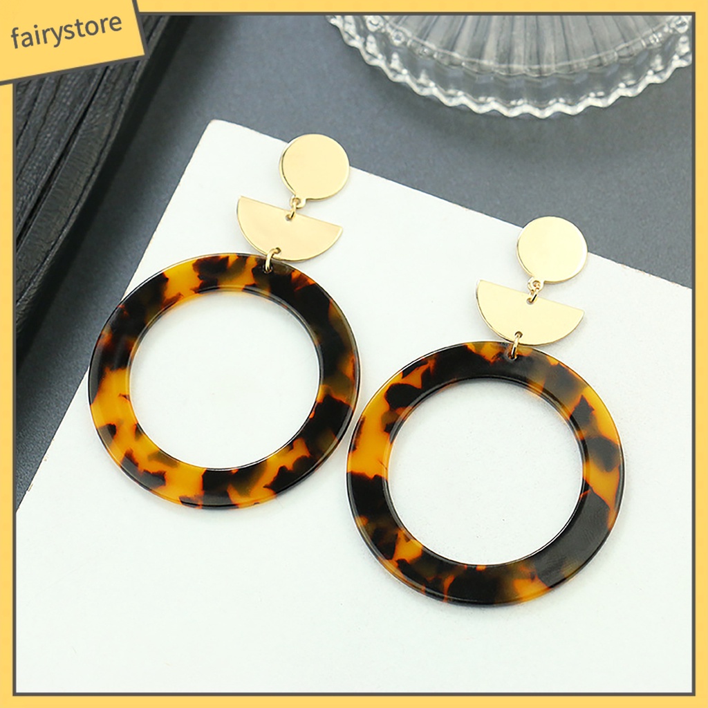 1 Đôi Bông Tai Acrylic Dáng Dài In Họa Tiết Da Báo Thanh Lịch Dành Cho Nữ