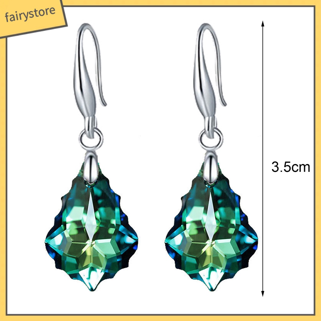 1 Đôi Bông Tai Móc Đính Pha Lê Giả Thoải Mái Chống Mòn Thời Trang Dự Tiệc Cho Nữ