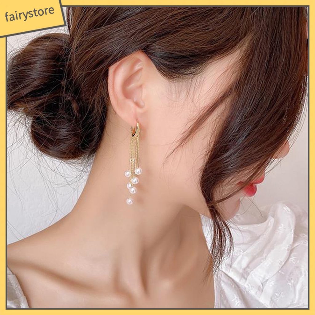 1 Đôi Bông Tai Đính Ngọc Trai Giả Phong Cách Bohemian Dành Cho Nữ