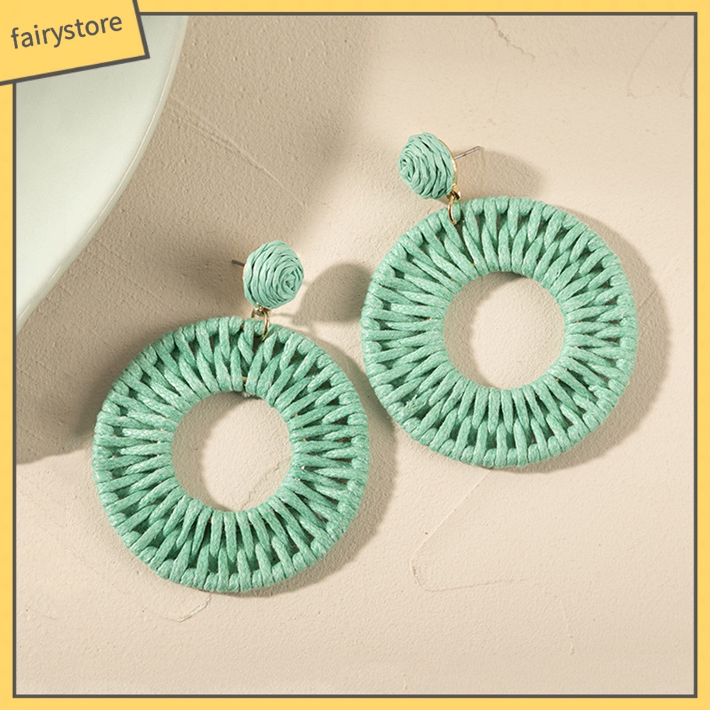 1 Đôi Bông Tai Tròn Màu Sắc Tươi Sáng Dành Cho Nữ