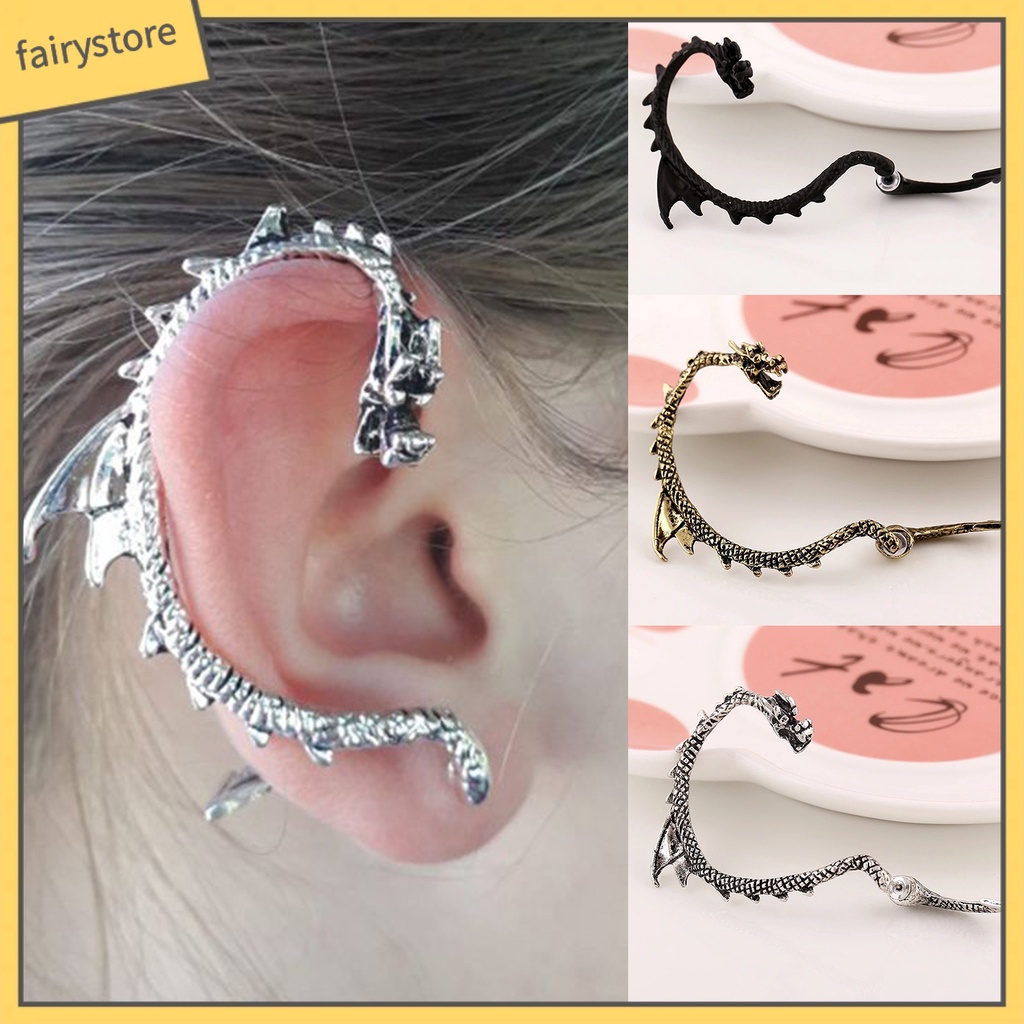 1 Khuyên Vành Tai Hình Rồng Phong Cách Gothic Punk Bằng Hợp Kim