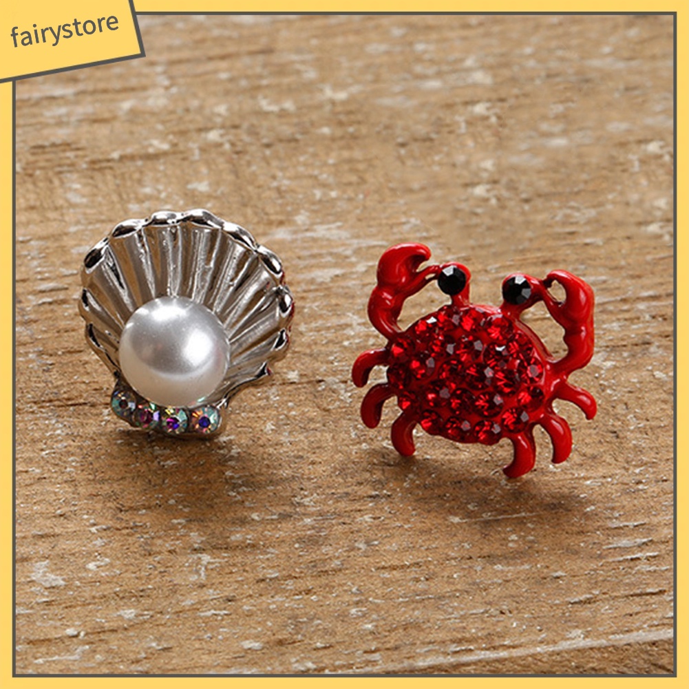 Khuyên Tai Hình Con Cua Đính Ngọc Trai Giả Dễ Thương