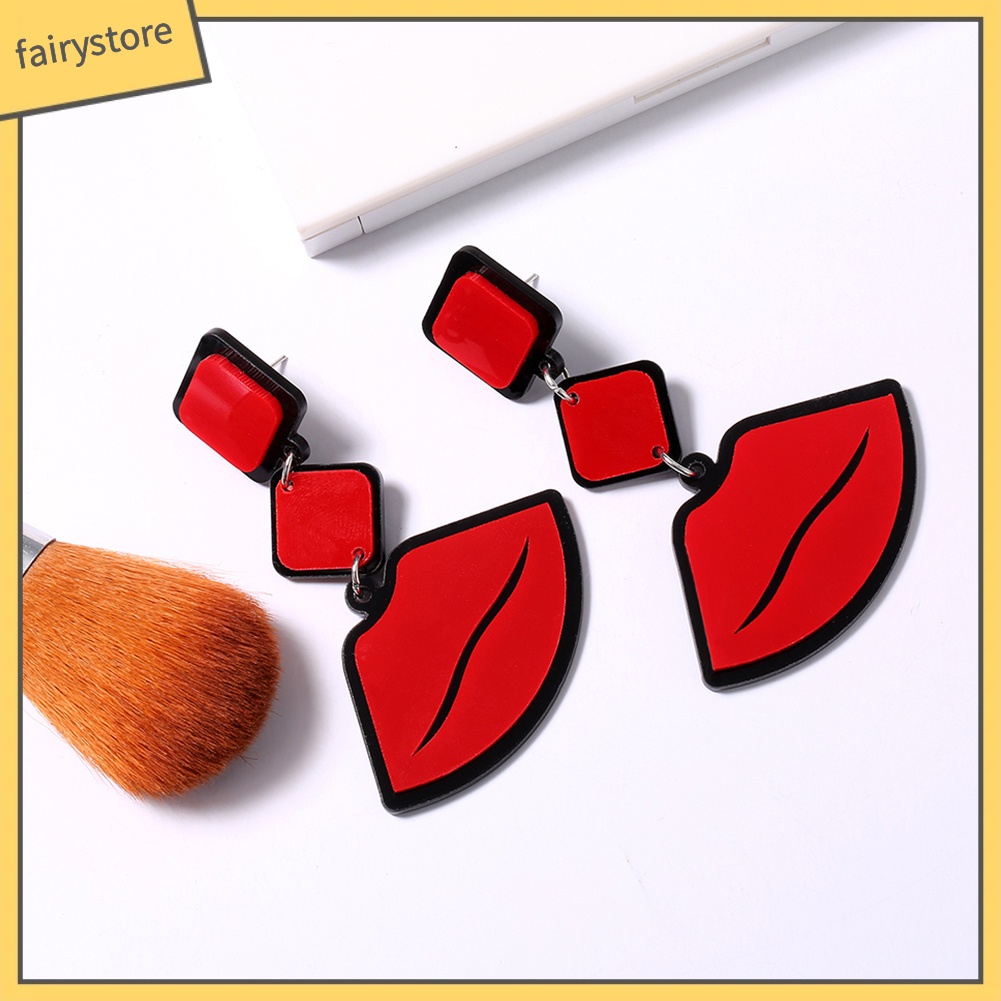 [FRO] Bông Tai Hình Đôi Môi Đỏ Phong Cách Vintage Cho Nữ