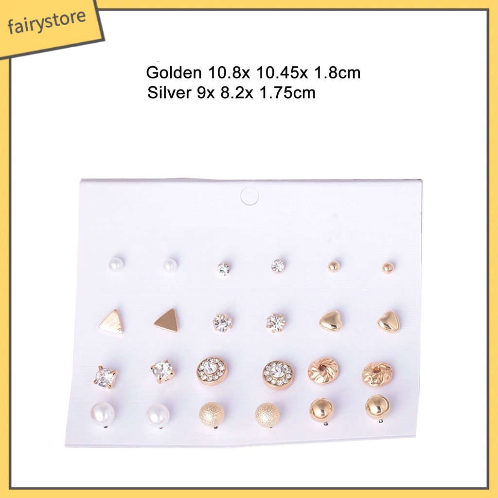 Set 12 Đôi Bông Tai Đính Đá Nhiều Kiểu Dáng Cho Nữ