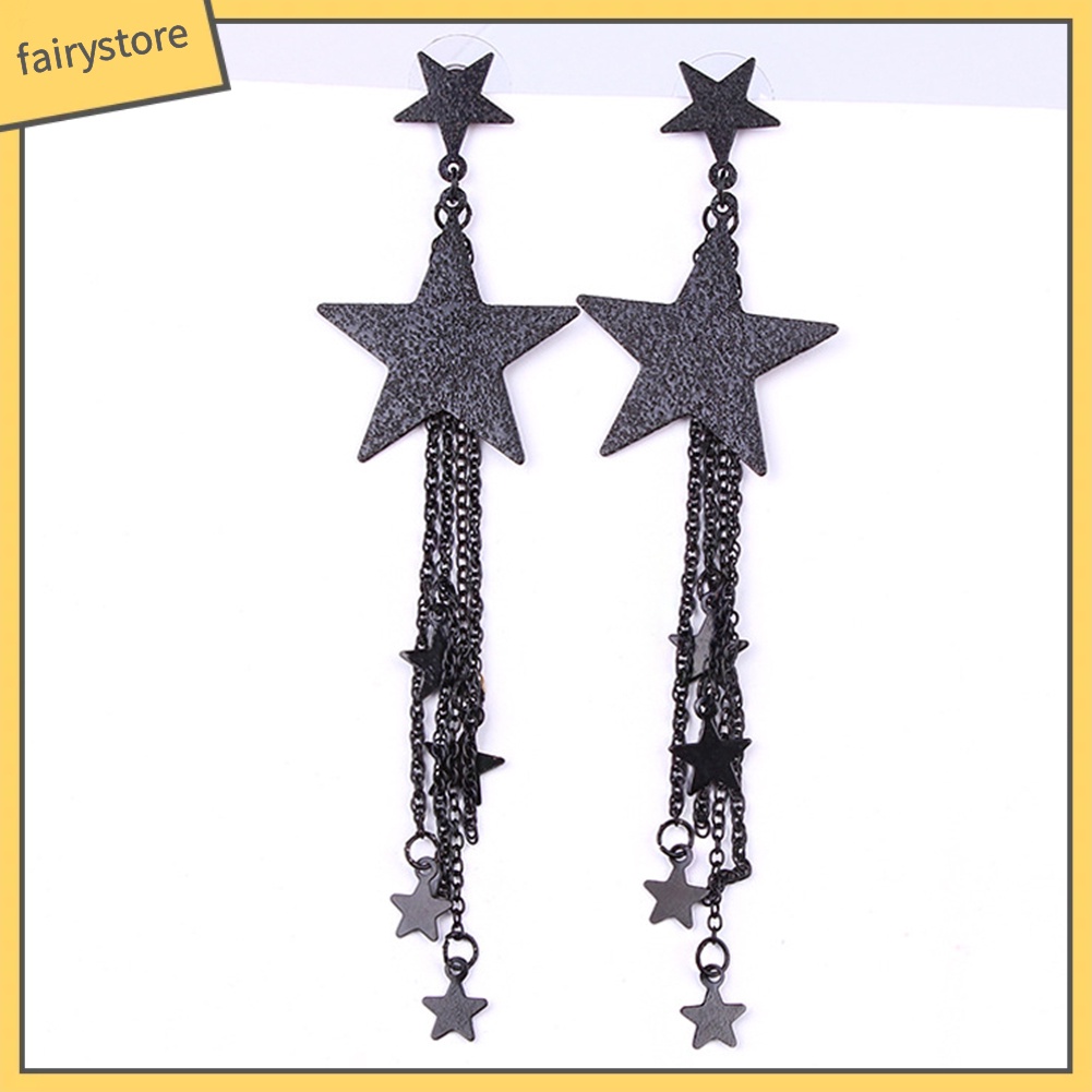 Bông Tai Chuỗi Dài Hình Ngôi Sao Năm Cánh Thời Trang Dành Cho Nữ