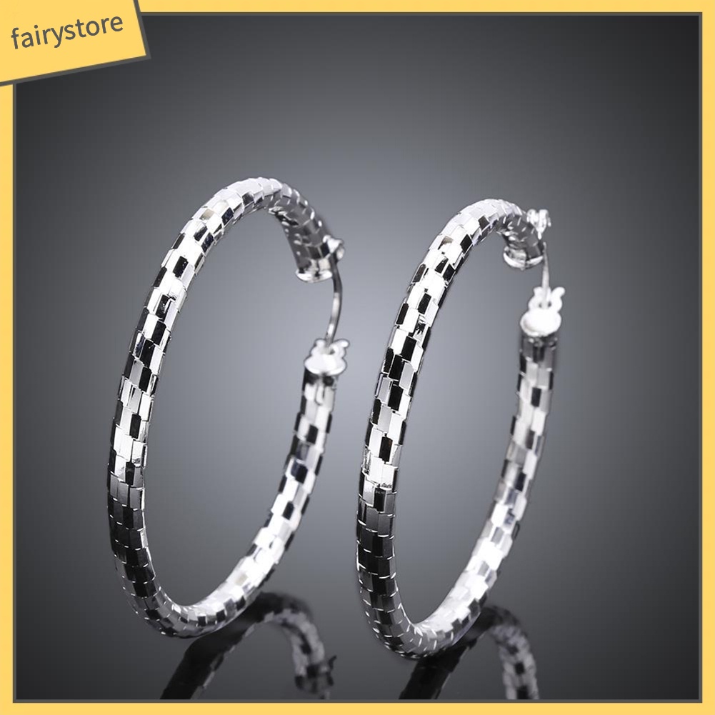 Bông Tai Mạ Bạc Hình Tròn Thời Trang Dành Cho Nữ