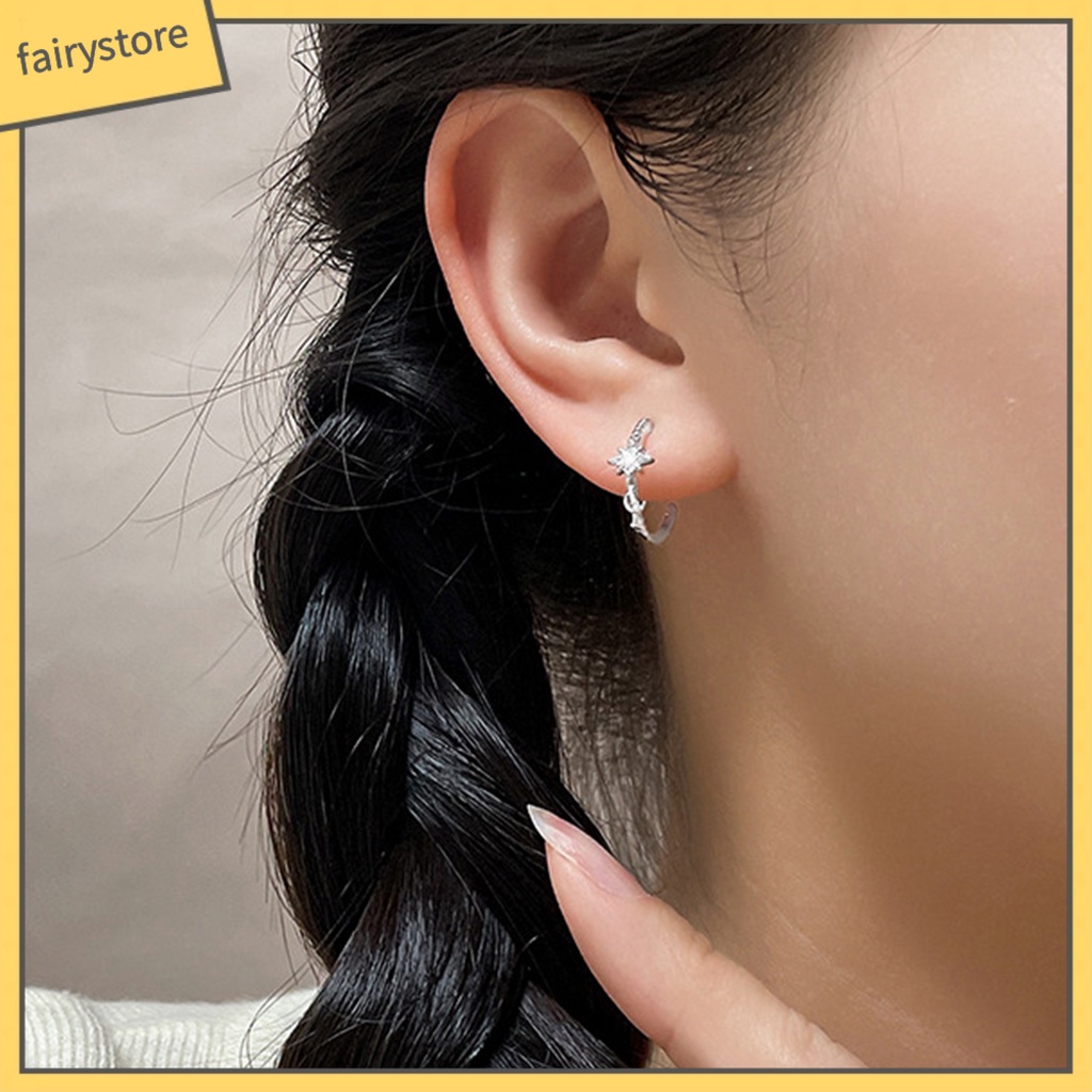 1 Khuyên Tai Hình Trăng Sao Đính Đá Thời Trang
