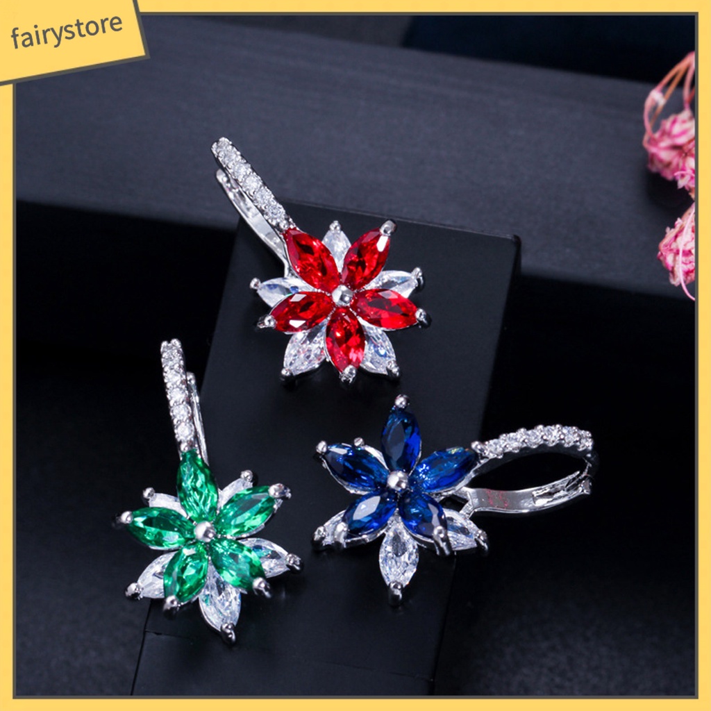 1 Đôi Bông Tai Hình Hoa Đính Đá Lấp Lánh Dùng Hàng Ngày