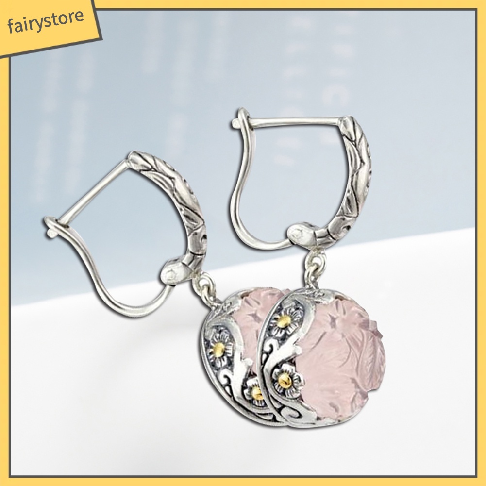 Bông Tai Hình Hoa Đính Đá Mặt Trăng Giả Dành Cho Nữ