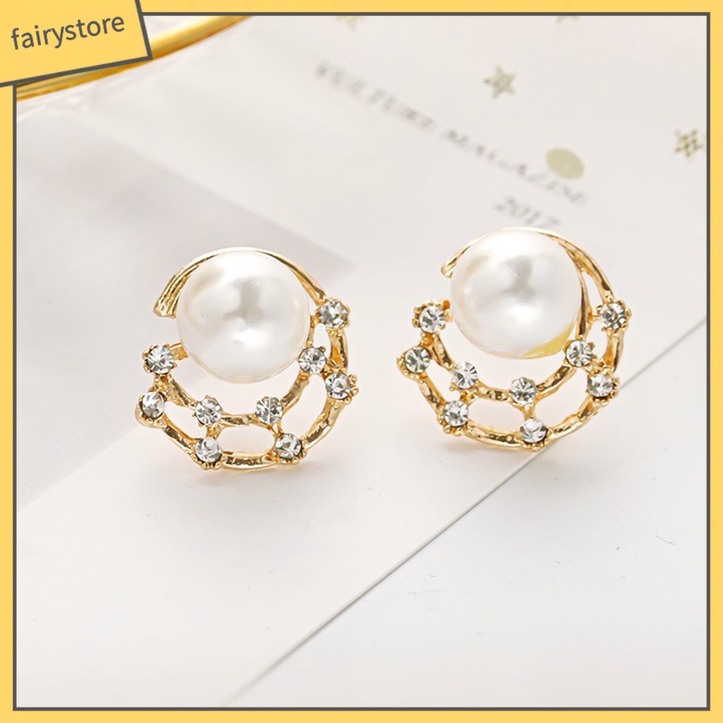 Bông Tai Đính Đá Ngọc Trai Giả Thời Trang Dành Cho Nữ