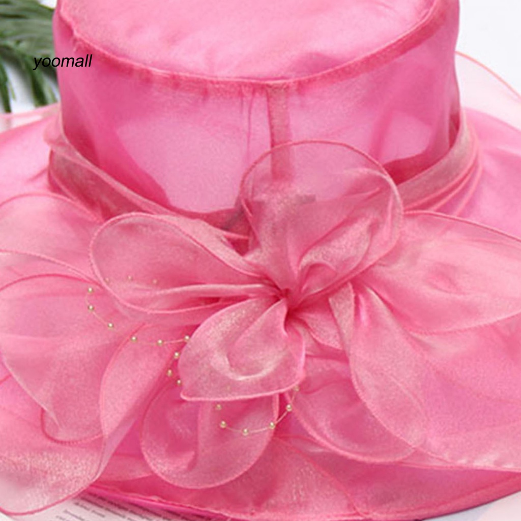 Mũ Chống Nắng Phối Lưới Họa Tiết Hoa Có Thể Gấp Gọn Cho Nữ