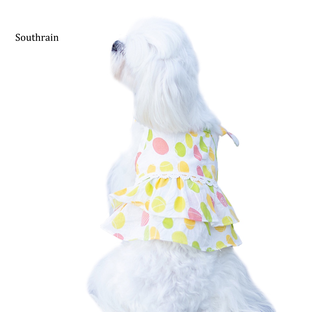 Đầm Hai Dây Dáng Dài In Họa Tiết Tươi Mới Thời Trang Cho Cún Cưng