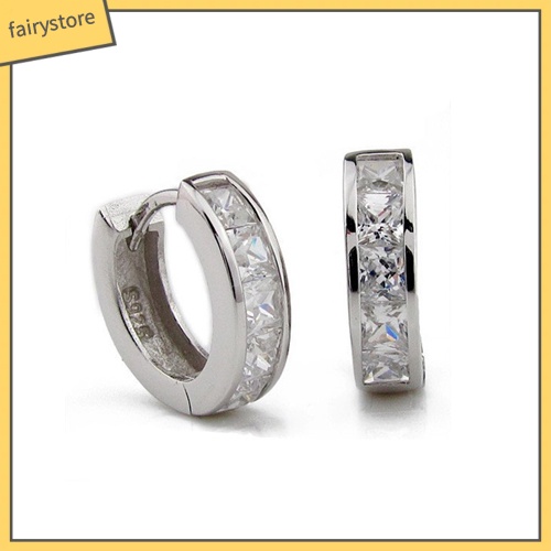 Bông Tai Mạ Bạc Dạng Vòng Đính Đá Thời Trang Dành Cho Nam