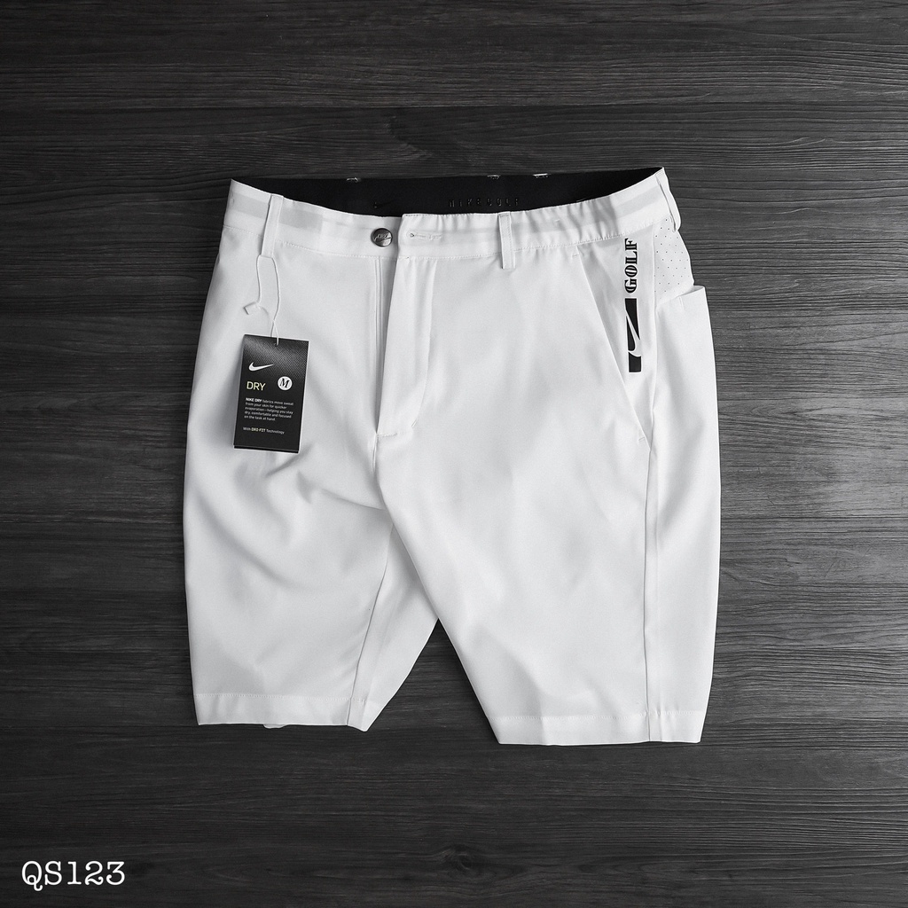 Quần short trắng dáng golf xi dãn xịn in viền hông - thời trang nam VNXK - QSNK1
