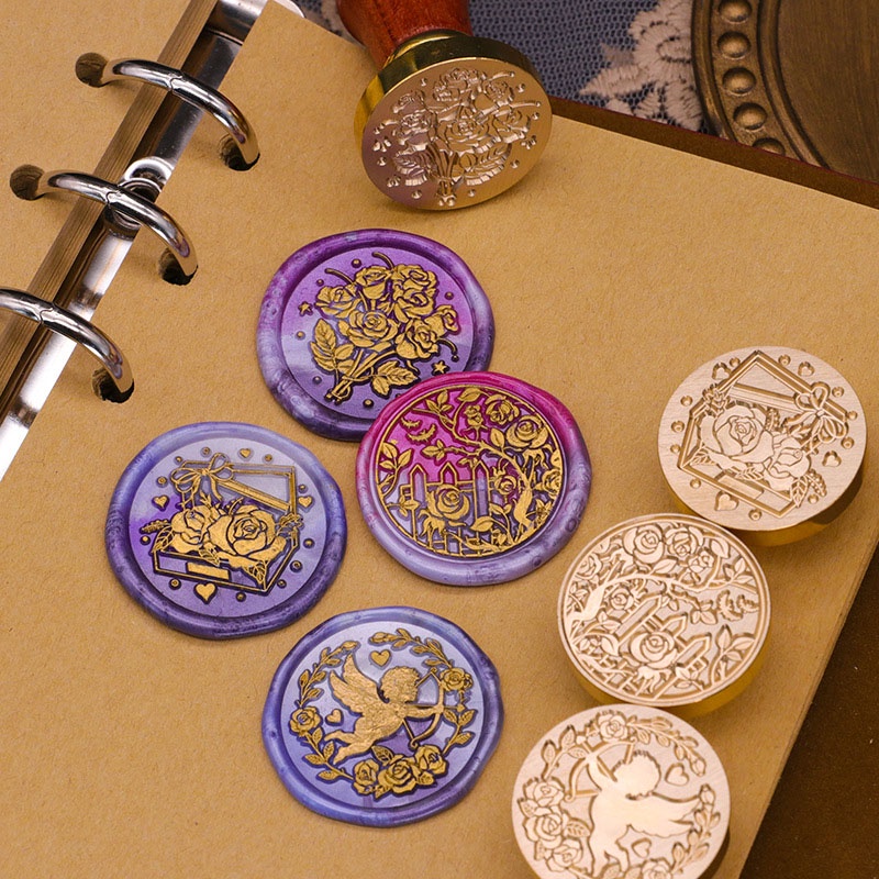 Con Dấu Đóng Sáp Niêm Phong Bì Thư Hình Vườn Hoa Hồng Bằng Đồng DIY