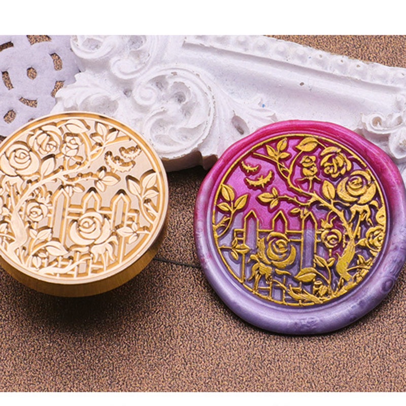 Con Dấu Đóng Sáp Niêm Phong Bì Thư Hình Vườn Hoa Hồng Bằng Đồng DIY