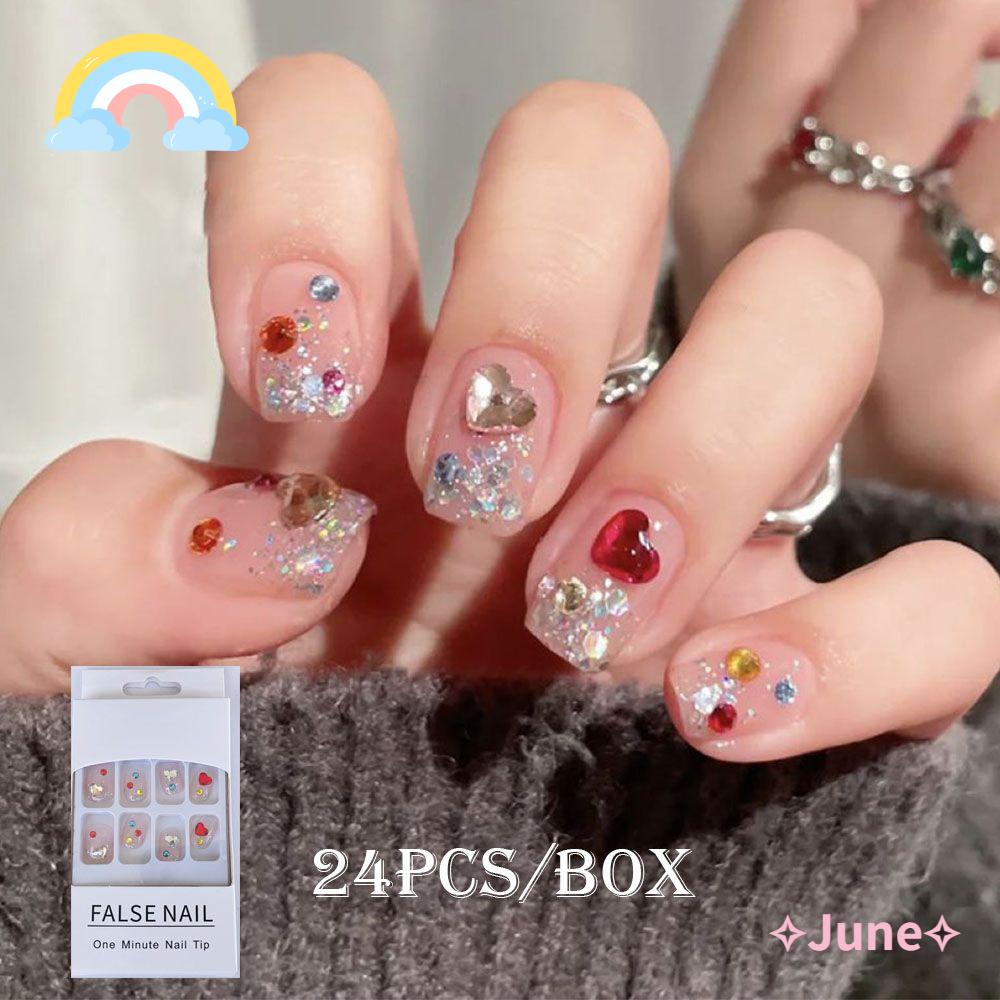 JUNE Móng Tay Giả Trái Tim Mới Lạ