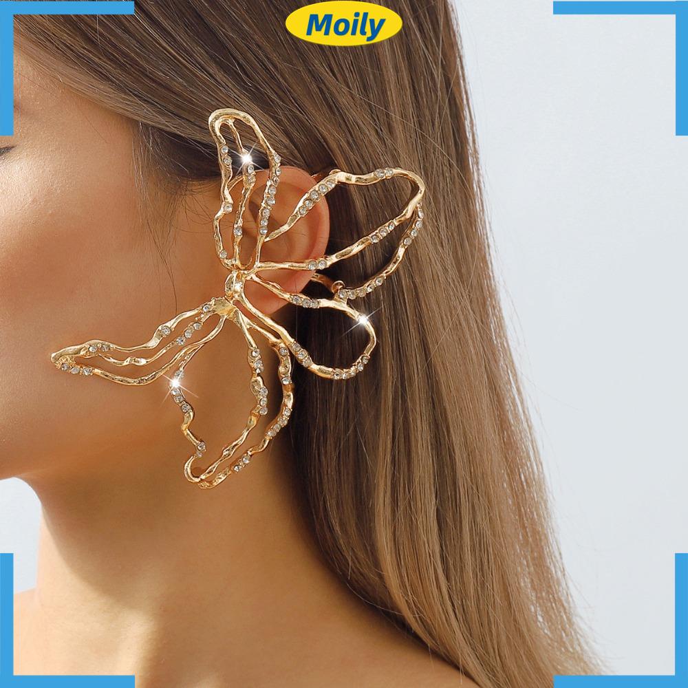 MOILYVN Bông Tai Kim Loại Hình Hoa Một Bên