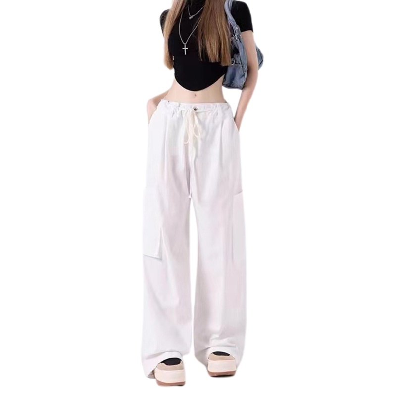 Quần Yếm Dài Ống Rộng Phối Dây Rút Phong Cách Hiphop