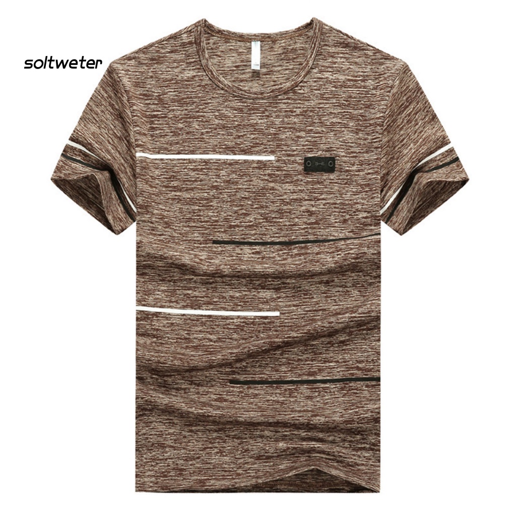 Áo Thun Nam Tay Ngắn Cổ Tròn Màu Sắc Tương Phản Thời Trang