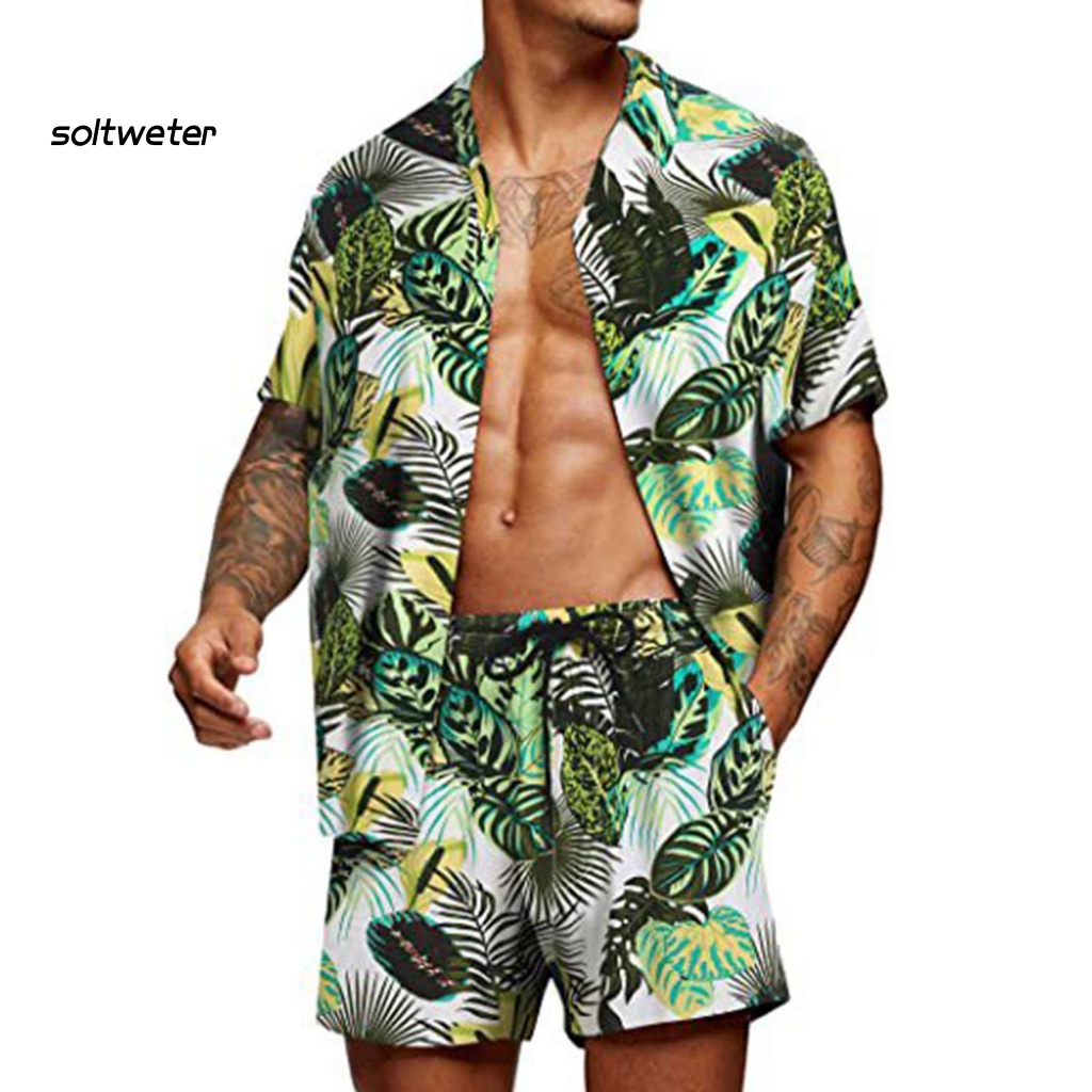 Bộ Đồ 2 Món Áo Sơ Mi Cổ Bẻ In Họa Tiết Hoa Nhiều Màu Sắc Cá Tính Cho Nam