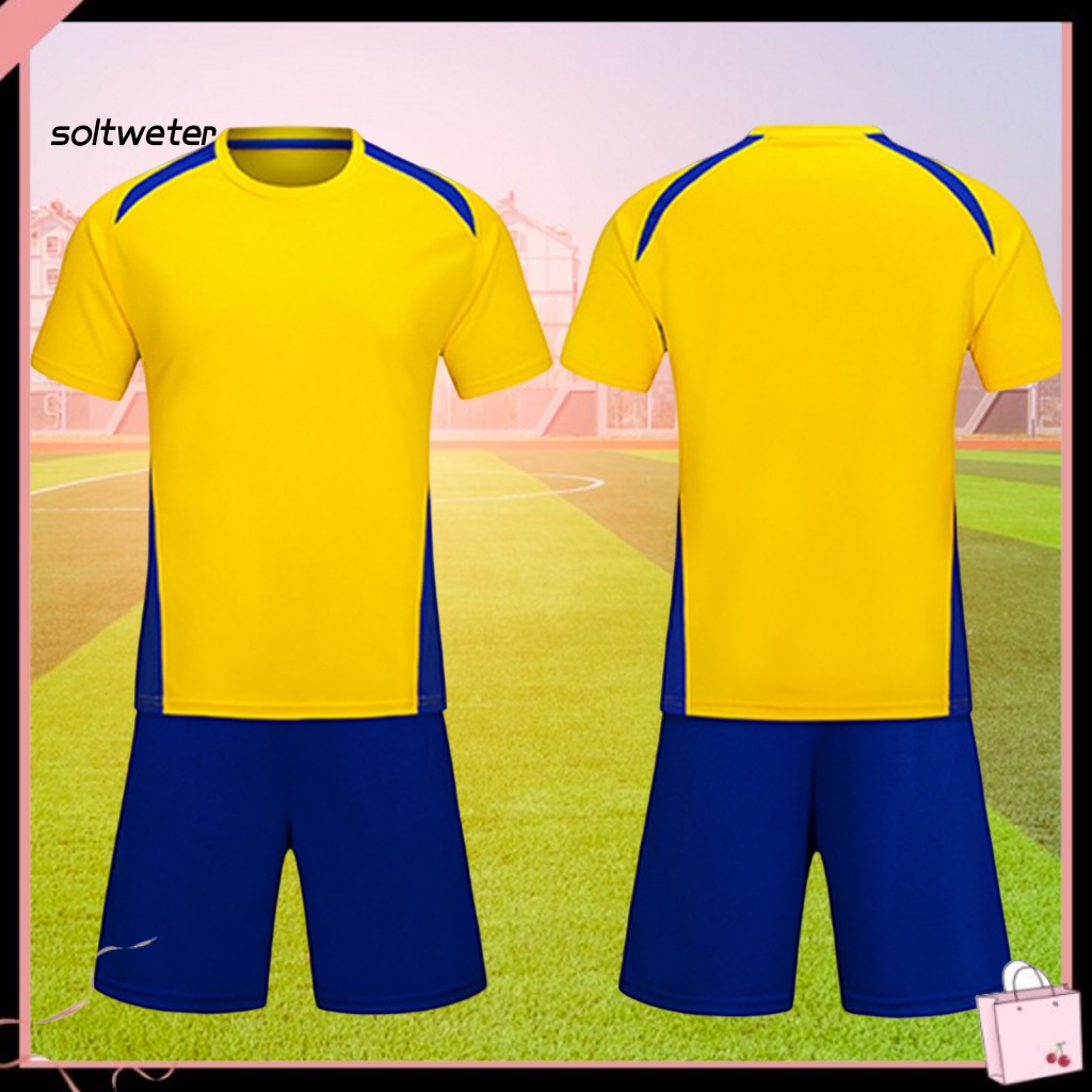 1 Bộ Áo Thun + Quần Short Thể Thao Màu Sắc Tương Phản Thấm Hút Mồ Hôi Thời Trang Cho Nam Và Nữ