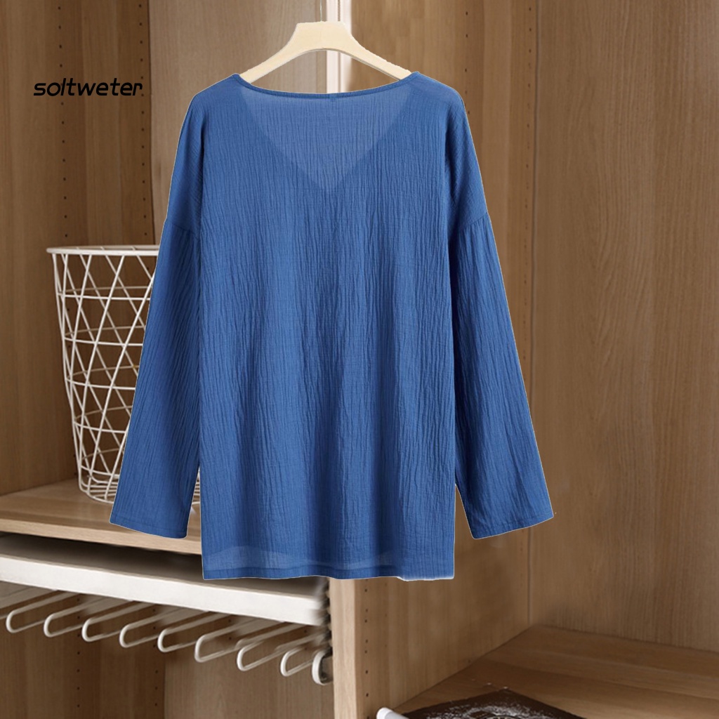 Áo Thun Mỏng Nhẹ Cổ Chữ V Tay Dài Màu Sắc Đơn Giản Thời Trang Cho Nam