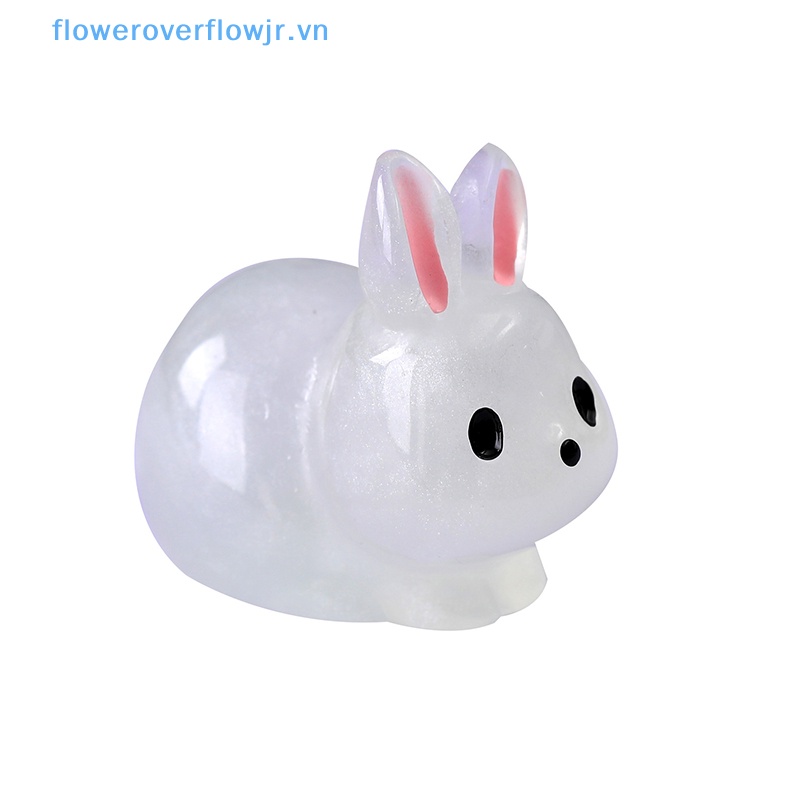 Set 5 Tượng Thỏ Mini Bằng Nhựa Resin Trong Suốt Phát Sáng Trang Trí Tiểu Cảnh DIY