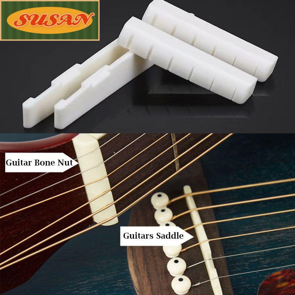 Bộ 2 Cái Gối Dây Đàn Guitar Bằng Vải Ngà Màu Ngà Chất Lượng Cao Kèm 4 Nút Xương