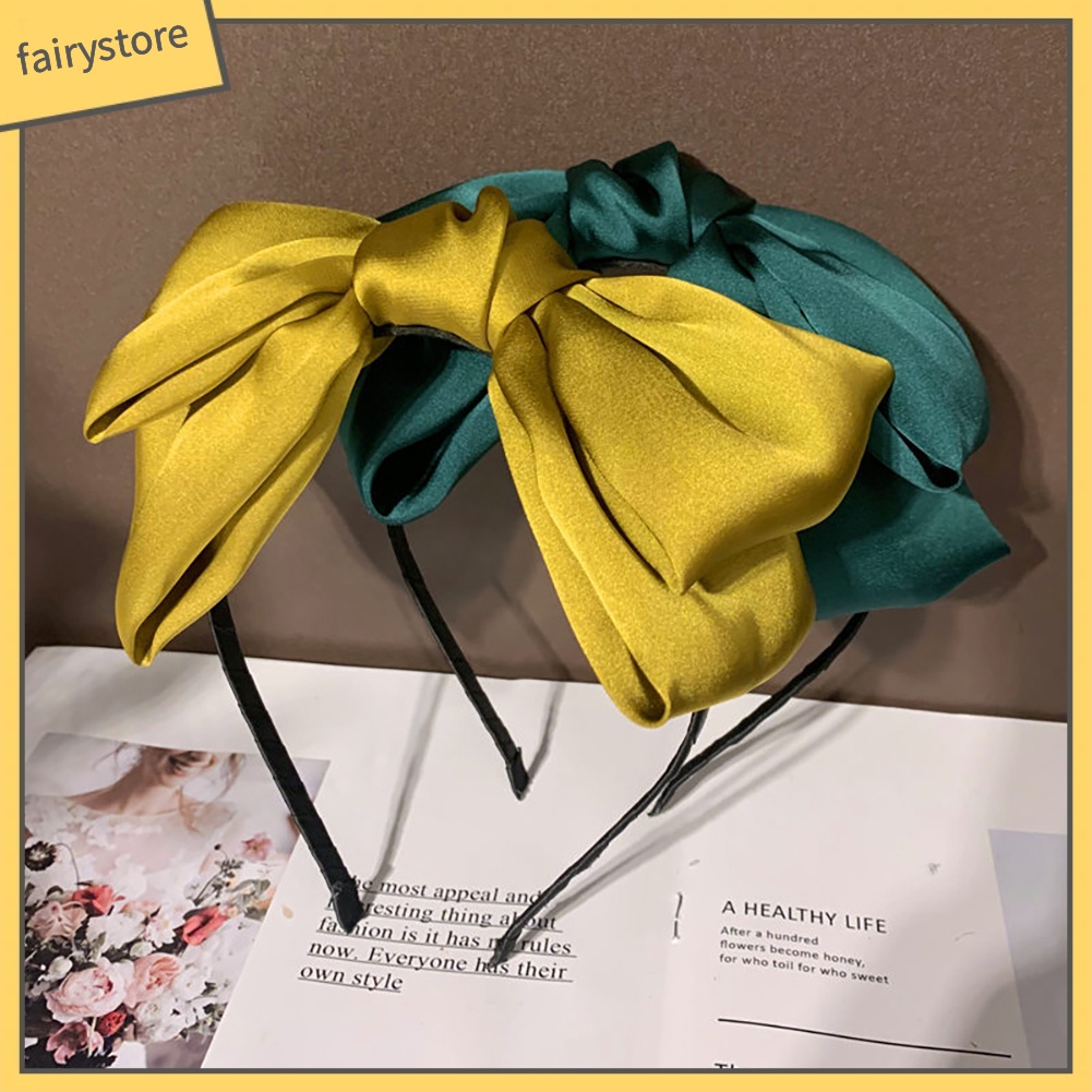 Băng Đô Nơ Cài Tóc Màu Trơn Phong Cách Vintage Thời Trang Cho Nữ