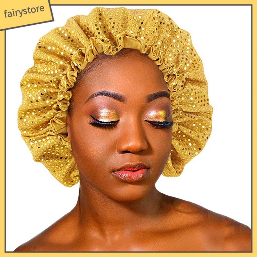 Mũ Trùm Đầu Co Giãn Đính Kim Sa Lấp Lánh Có Thể Điều Chỉnh Chăm Sóc Tóc Khi Ngủ