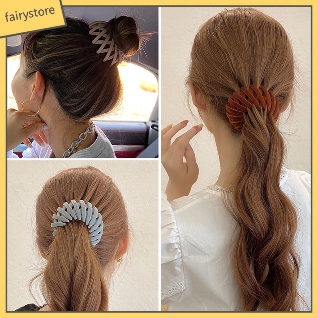 Kẹp Tóc Đuôi Ngựa Màu Trơn Không Đau Siêu Nhẹ Có Thể Tái Sử Dụng Giá Đỡ