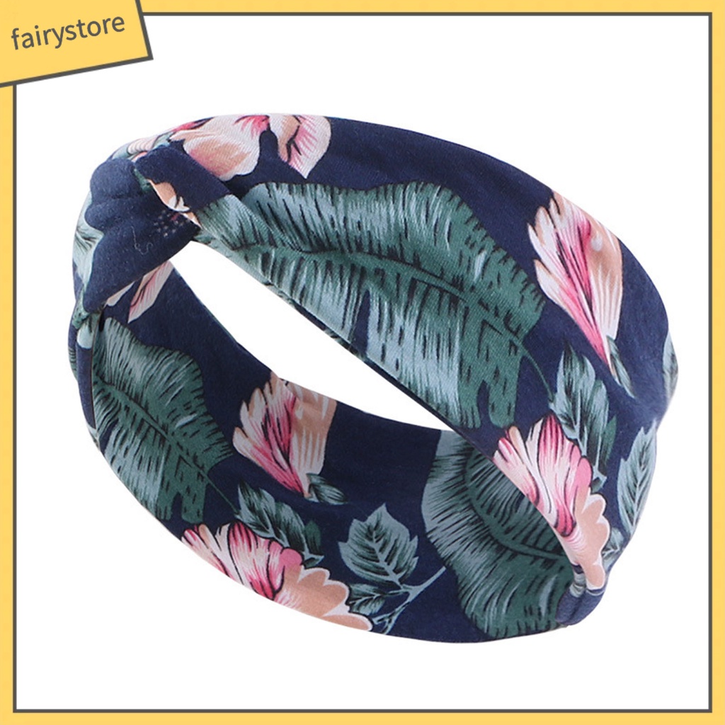 [FRO] Băng Đô Thể Thao Thắt Nơ Bản Rộng Thoáng Khí In Họa Tiết Hoa Phong Cách Đồng Quê Cho Nữ