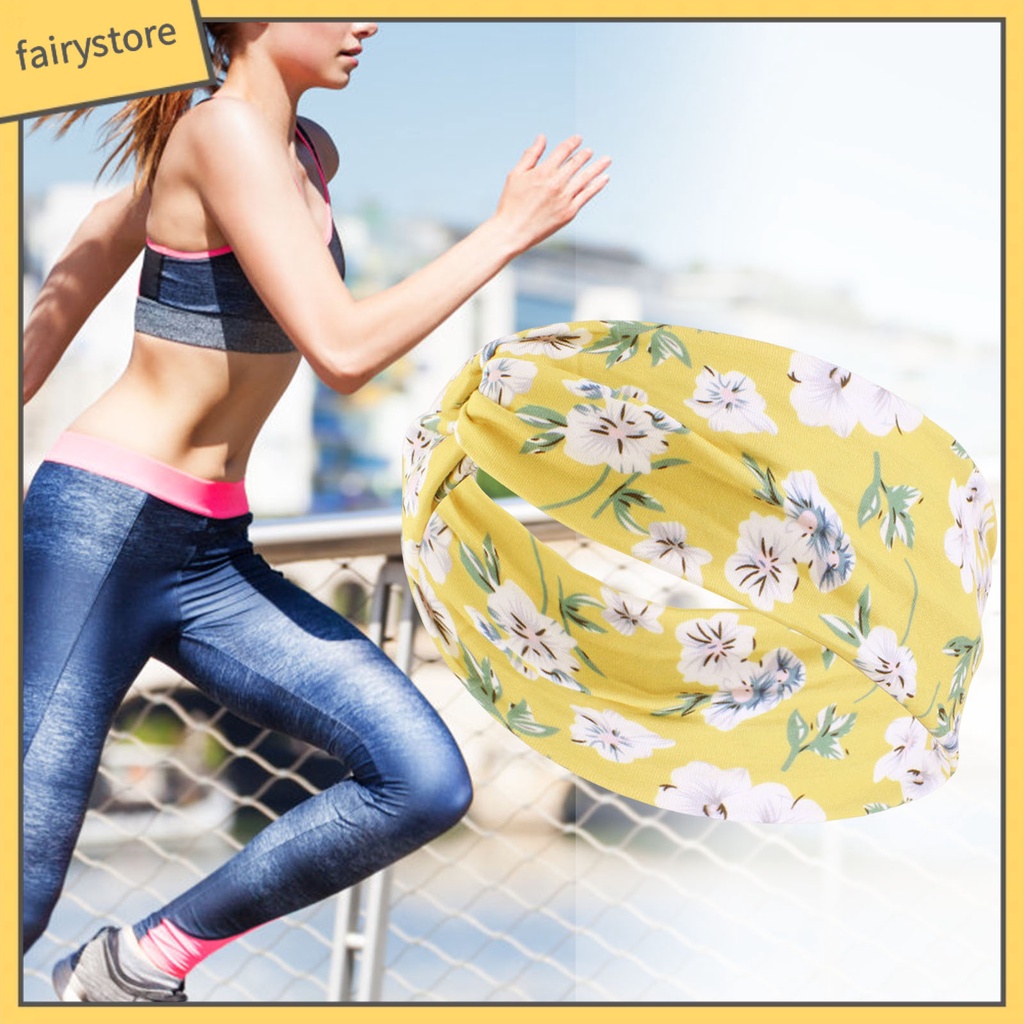 [FRO] Băng Đô Thể Thao Thắt Nơ Bản Rộng Thoáng Khí In Họa Tiết Hoa Phong Cách Đồng Quê Cho Nữ