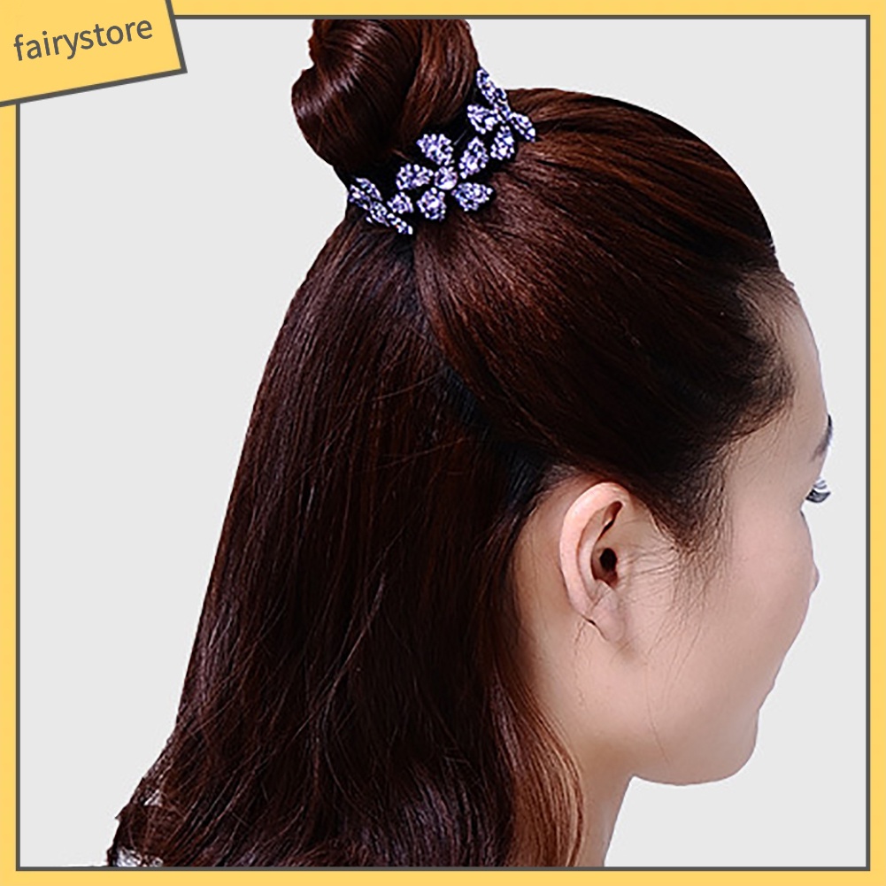 Kẹp Tóc Xoắn Đính Đá Hình Hoa Lấp Lánh Cho Nữ